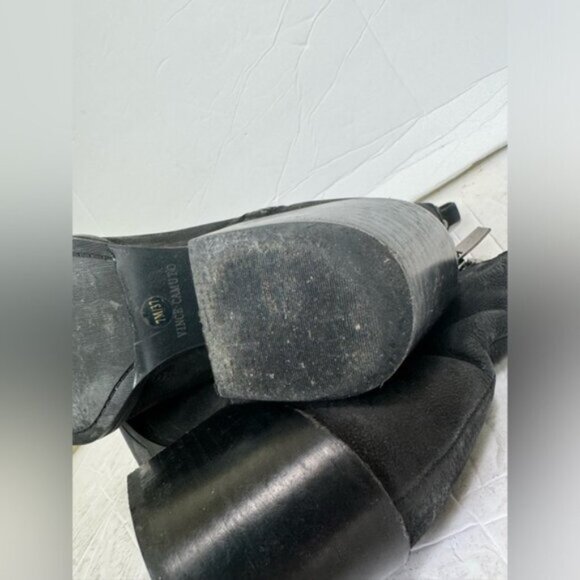 VINCE CAMUTO Imala Double Zip Mid Heel Booties Leather Moto Boots Punk Black 7 - Picture 13 of 16